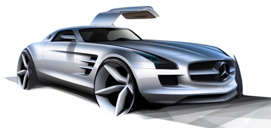So hat Mercedes den SLS gezeichnet. Jetzt sind Sie dran.